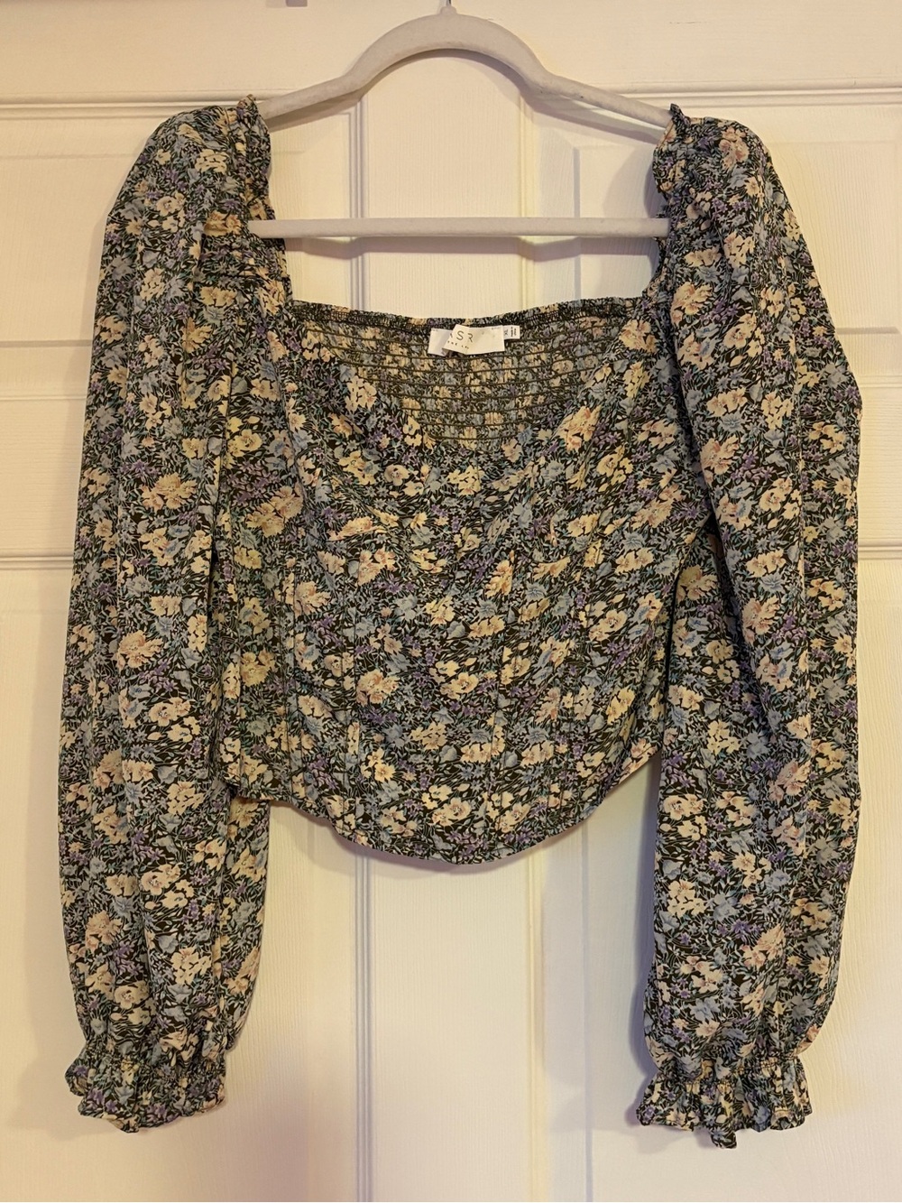 ASTR The Label Multi Floral Corset Bustier Top - Puff Sleeve Crop Top